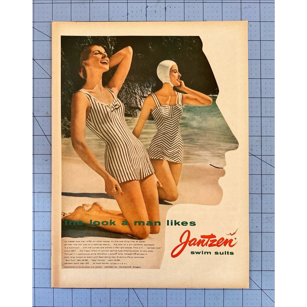 1957 Jantzen Swimsuits Print Ad The Look a Man Likes
